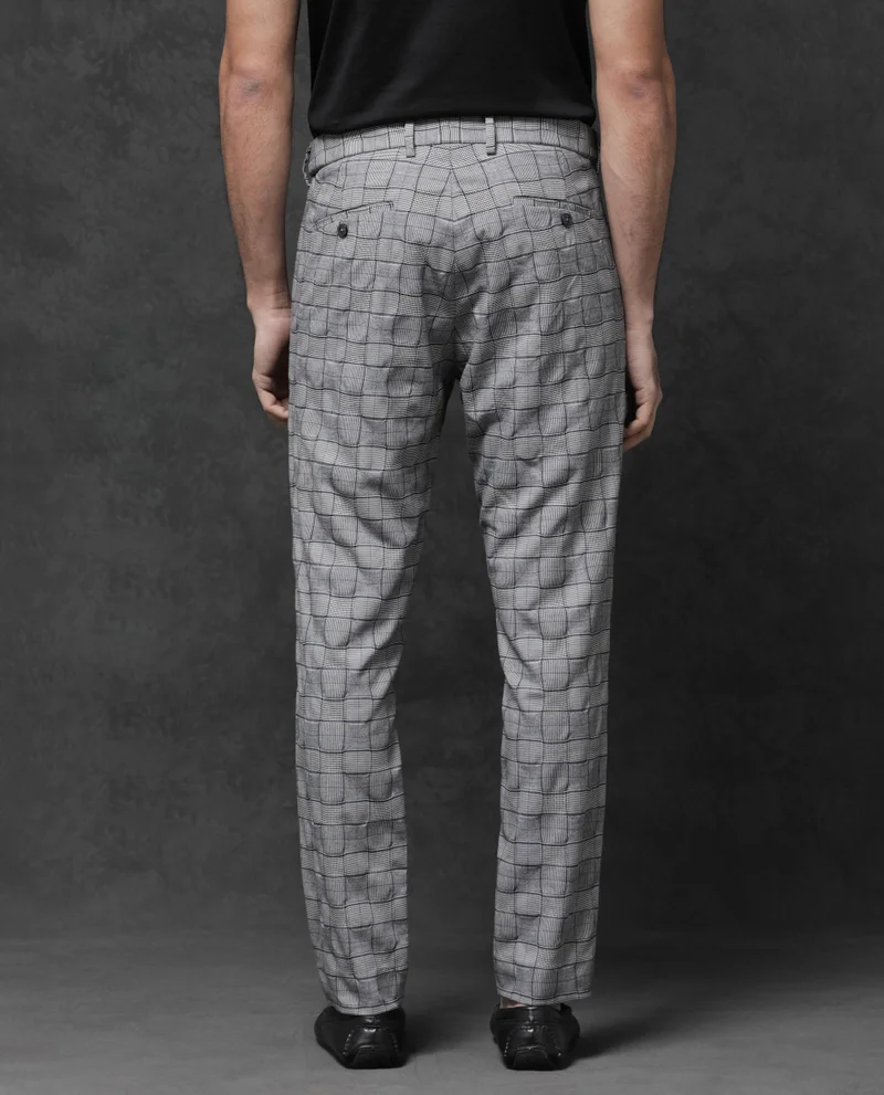 Rare Rabbit Men's Checkered Stretch Trousers