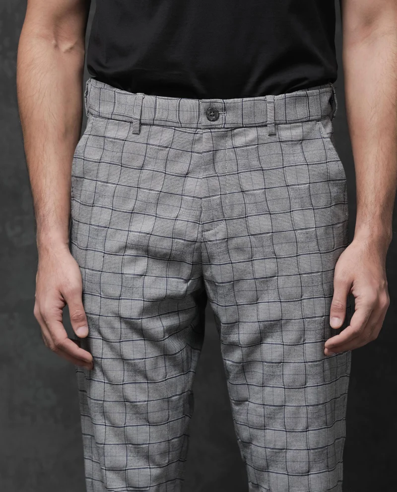 Rare Rabbit Men's Checkered Stretch Trousers