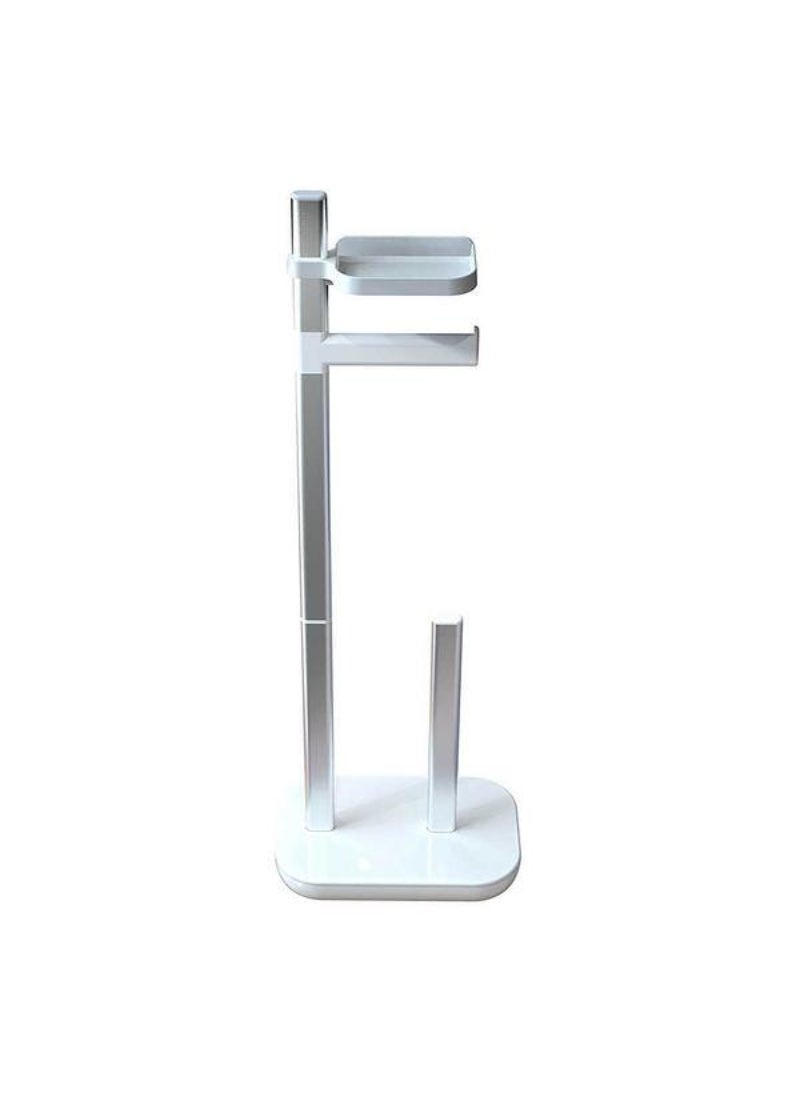 Primanova Sui Rust-Resistant Aluminium Toilet Paper Holder with Sturdy Base White and Silver