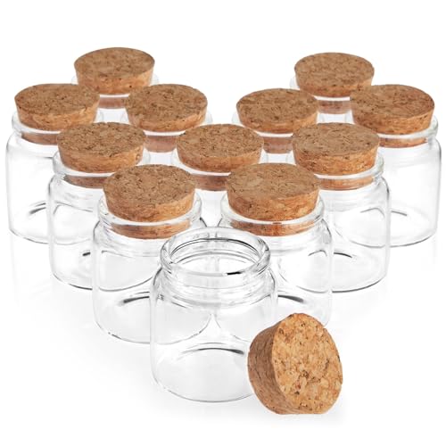 Bright Creations Small Glass Jars with Cork Lids 50ml Mini Bottles for DIY Crafts Party Favors Sand  Pack of 12