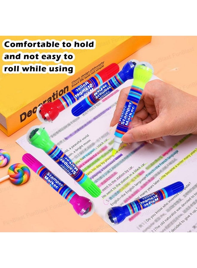 فنبلاست ختم دوار 2 في 1 من فن بلاست، مجموعة ألوان رسم، أقلام تلوين للأطفال، ختم اصنعها بنفسك للأطفال من سن 3 سنوات فما فوق (6 ألوان)، دائري، متعدد الألوان - Image 5