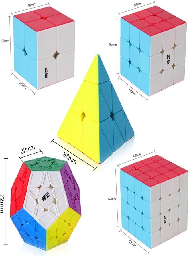 AUTHFORT Educational Set 8 Pack Magic Cubes | 3X3, 2X2, 4X4, 5X5, Pyramid, Speed, Twist, Megaminx, Skweb | Puzzle Bundle for Adults - Image 2