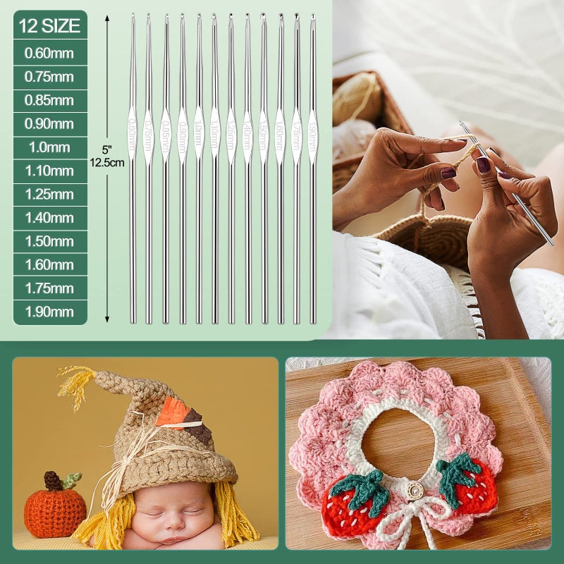 Aeelike Crochet Kits for Beginners with Yarn, Learn to Crochet Set Included Crochet Hooks Supplies DIY Tools,Crocheting Kit for Adults Kids with Portable Green Leaves Bag - Image 5
