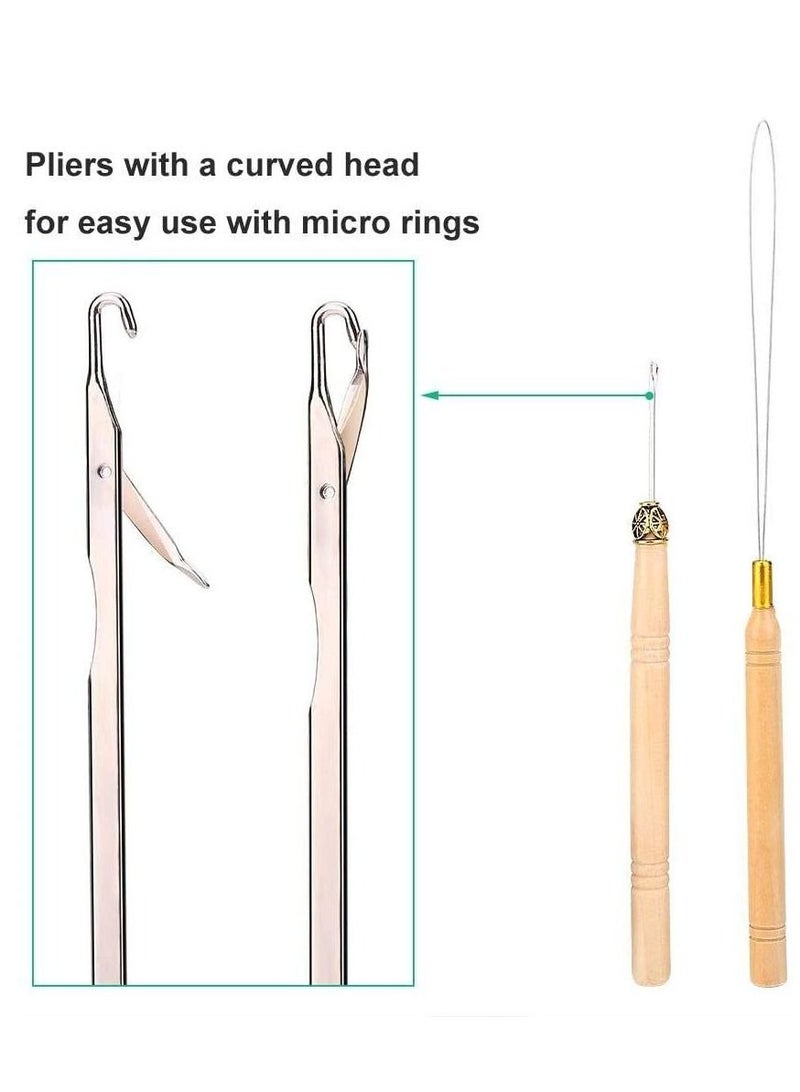 Estelle Hair Extension Kit, Wig Connector Kit Pliers Hook Loop Tip with 500Pcs Micro Rings Hair Extension Accessories (Brown) - Image 5