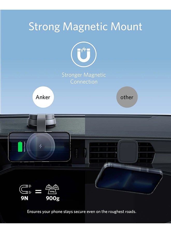 شاحن لاسلكي مغناطيسي مع شاحن سيارة بمنفذين USB وكابل USB-C إلى USB-A بطول 5 أقدام ومحاذاة مغناطيسية قوية فقط لهاتف آيفون 13 و12 و12 برو و12 برو ماكس و12 ميني - Image 3