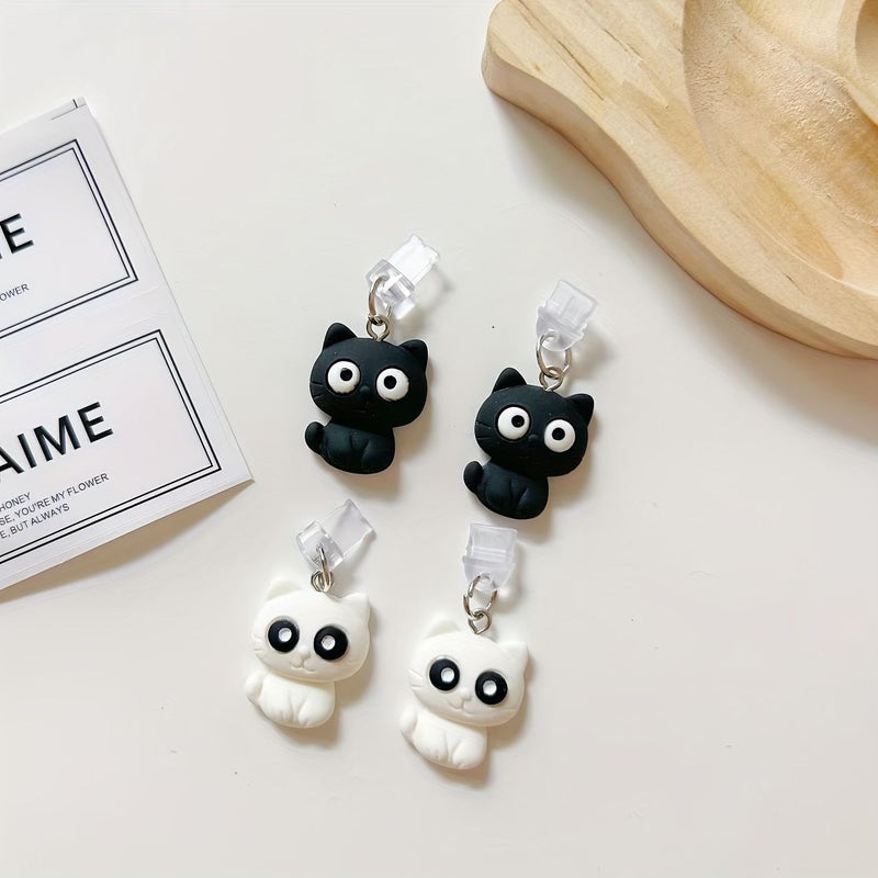 White Cute Sleeping Kitten Phone Charging Port Dust Plug for iPhone Type C - Image 4