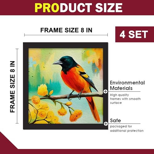 Rousrie Floral Birds Theme Wall Art, Beautiful Artwork Frame Prints, Textured Posters for Living Room, Bedroom, Home Decor (Black- Design 1) - Image 5