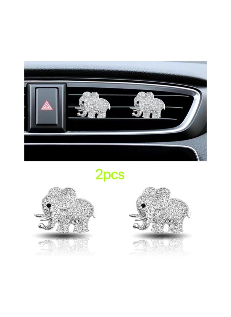 Generic - 2PCS Crystal Diamond Car Air Vent Clip, Elephant Bling Charms Crystal Car Air Vent Clip Car Freshening Diffuser, Bling Car Interior Decorative Accessories for Women Girls - Image 1