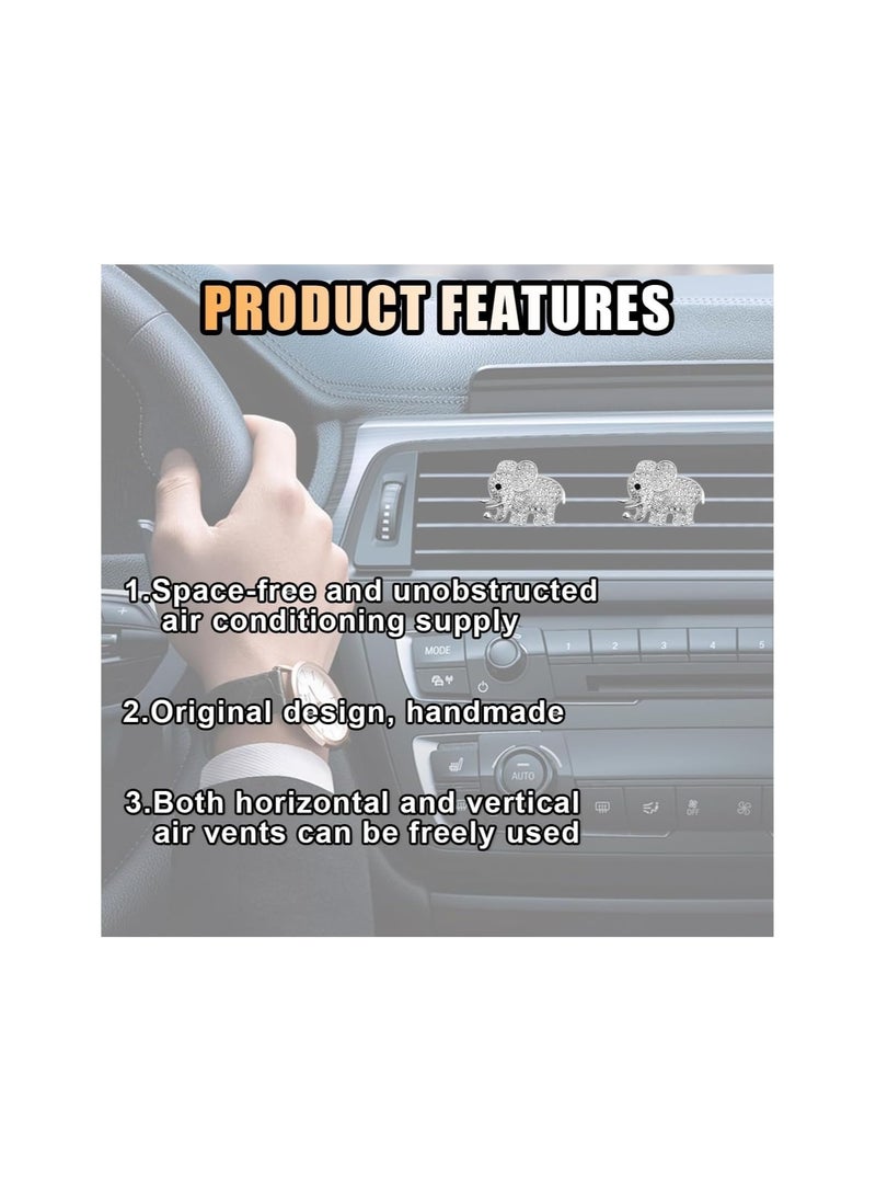 Generic - 2PCS Crystal Diamond Car Air Vent Clip, Elephant Bling Charms Crystal Car Air Vent Clip Car Freshening Diffuser, Bling Car Interior Decorative Accessories for Women Girls - Image 1