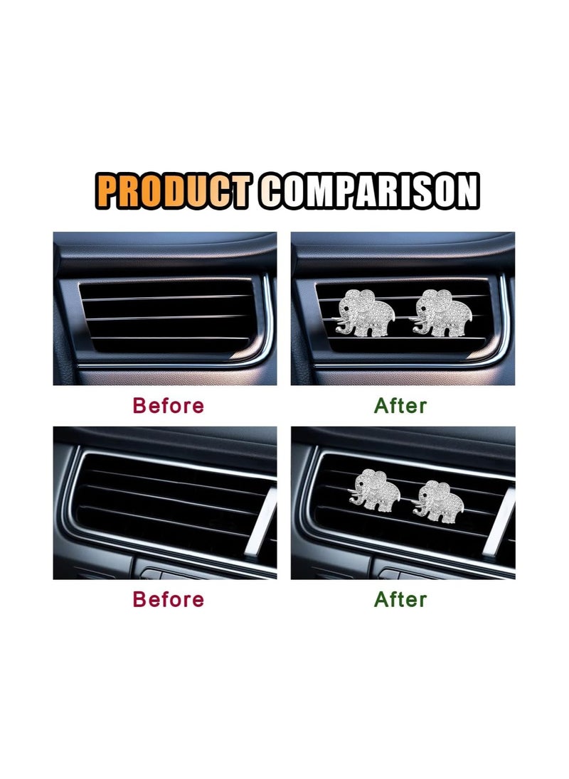Generic - 2PCS Crystal Diamond Car Air Vent Clip, Elephant Bling Charms Crystal Car Air Vent Clip Car Freshening Diffuser, Bling Car Interior Decorative Accessories for Women Girls - Image 1