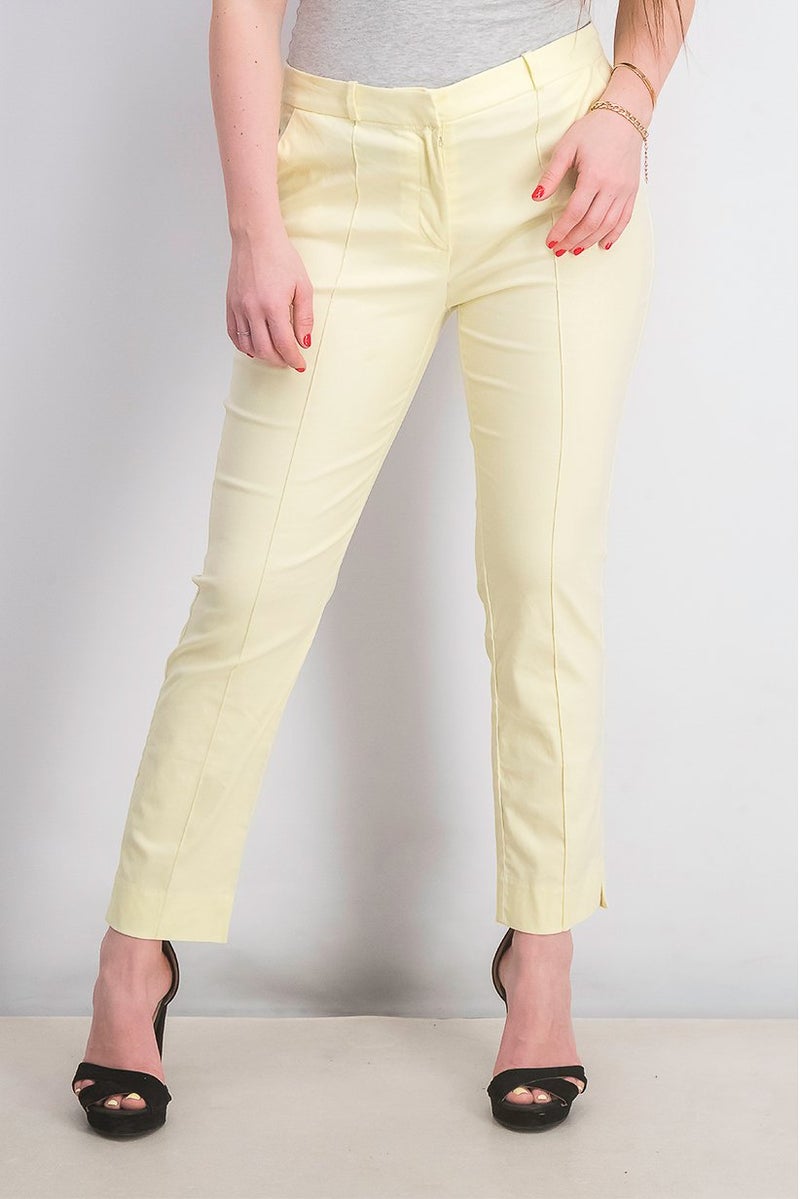 MANGO Women Side Pocket Pants, Yellow - Image 1