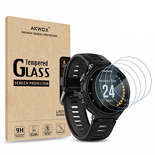 AKWOX (Pack of 4) Tempered Glass Screen Protector for Garmin Forerunner 735XT, [0.3mm 2.5D High Definition 9H] Premium Clear Screen Protective Film for Garmin Forerunner 735XT - Image 1