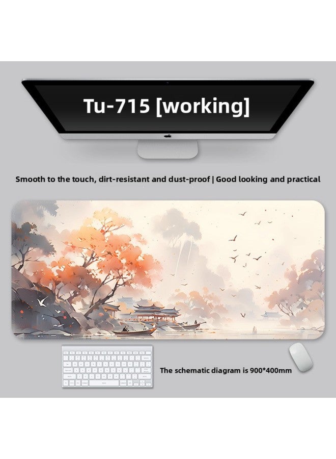 Mouse Pad Large National Style Landscape College Student Table Mat Game Special Keyboard Pad Men's And Women's Computer Office Mouse Pad-Color:900*400*3-Pattern:TU-715 [travel]]  - Image 1