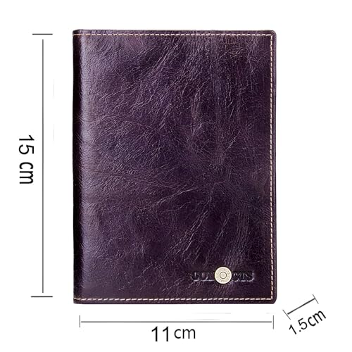 Contacts Unisex Casual Genuine Leather Wallet Photo Holder Passport Card Holder for Travel Passport Purse with Zipper Pocket (141-Brown-NEW) - Image 2