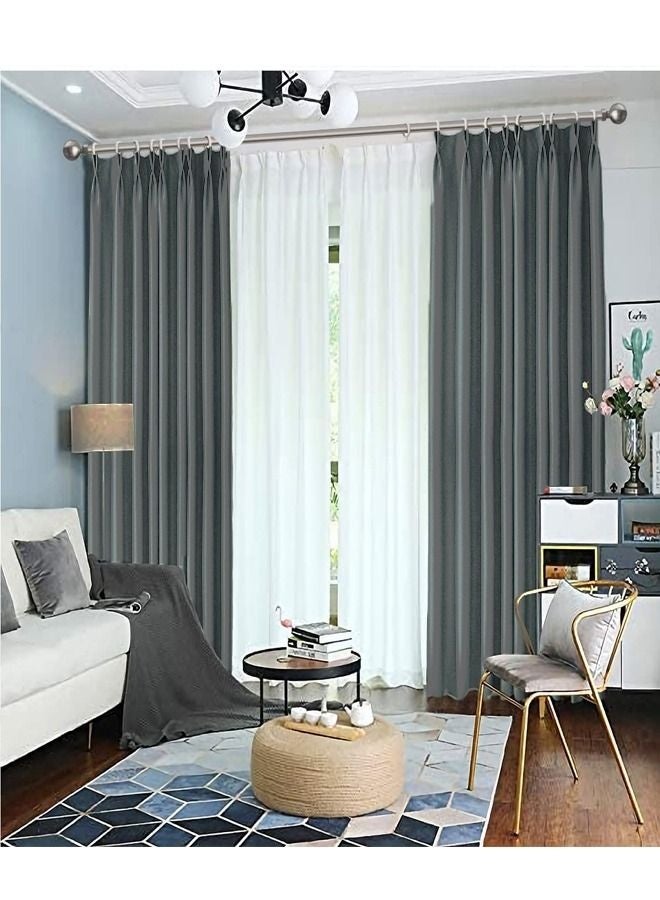 كيلا ستارة فاصلة للغرفة معزولة حرارياً، واسعة، مناسبة لغرفة النوم، غرفة الطعام، الاستوديو، المكتب، لون رمادي، 200×270 سم - Image 2