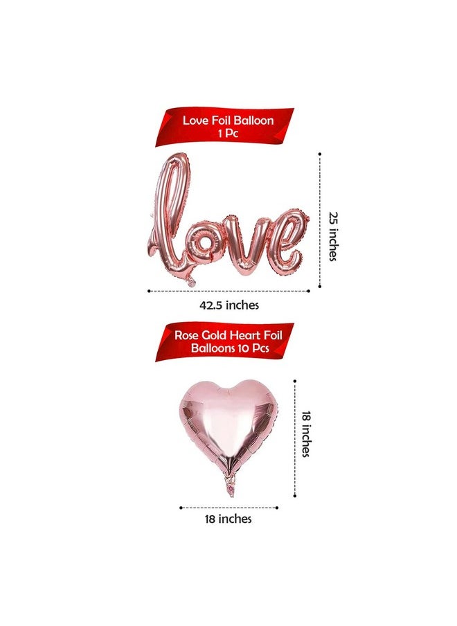 Party Propz Party Propz Valentine Decoration Items -Pack of 11pcs Anniversary Decoration Items | With Rose Gold Heart & Love Foil Balloons | Balloons For Decoration, Happy Anniversary Balloons, Birthday Balloons  - Image 2
