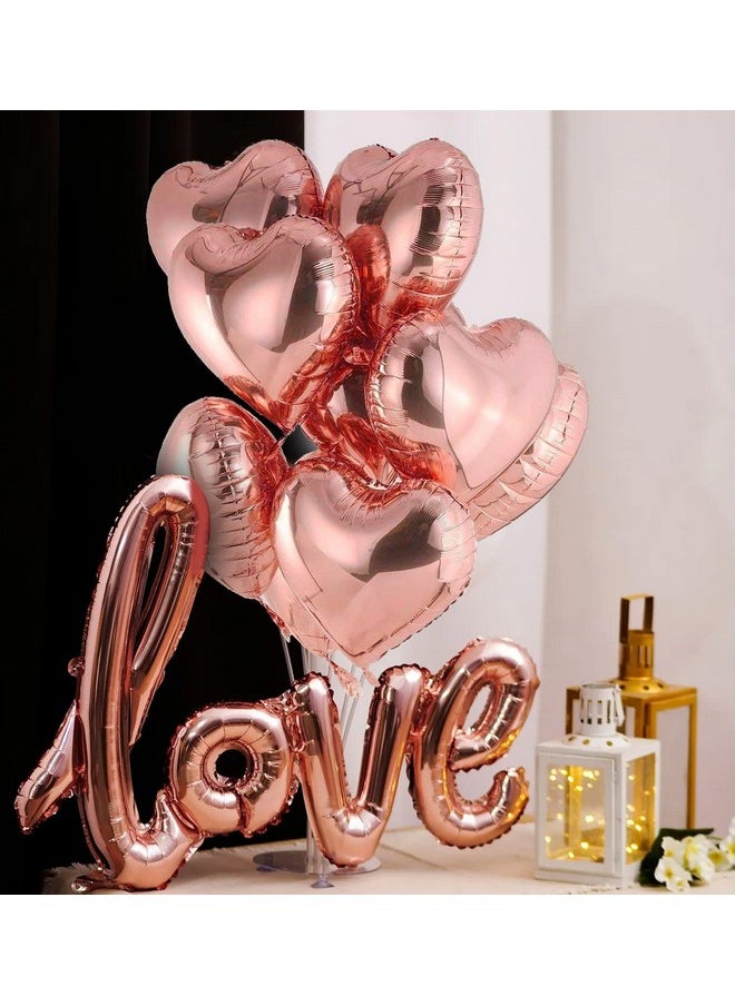 Party Propz Party Propz Valentine Decoration Items -Pack of 11pcs Anniversary Decoration Items | With Rose Gold Heart & Love Foil Balloons | Balloons For Decoration, Happy Anniversary Balloons, Birthday Balloons  - Image 1