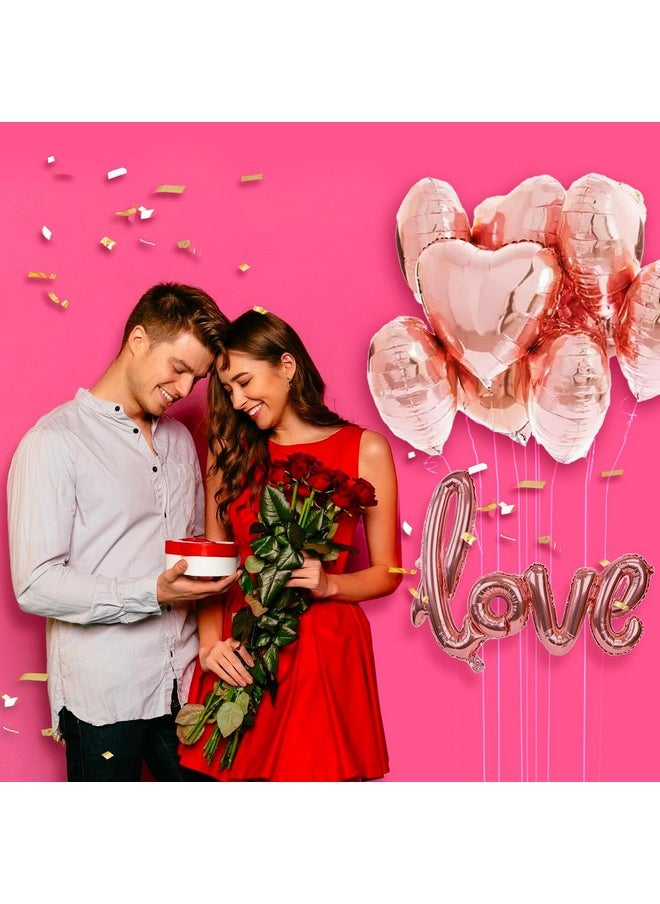 Party Propz Party Propz Valentine Decoration Items -Pack of 11pcs Anniversary Decoration Items | With Rose Gold Heart & Love Foil Balloons | Balloons For Decoration, Happy Anniversary Balloons, Birthday Balloons  - Image 5
