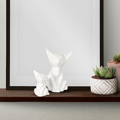 Lasaki Neko cat Pair White Ceramic Figurine showpiece Artifact Abstract Animal Statue for Indoor, Home, Office (Big - L - 9 X W - 7.5 X H - 13.5 cm,Small - L - 6 X W - 5 X H - 8.5 cm) - Image 5