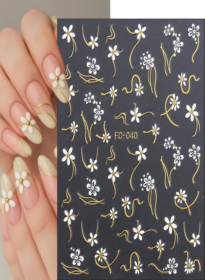 BYJKYEN 8 Sheets Spring Floral Nail Art Stickers Flower Nail Stickers with Hot Stamping Design 3D Self-Adhesive Flowers Grass Branches Nail Decals for Women Spring Summer DIY Manicure Supplies - Image 2