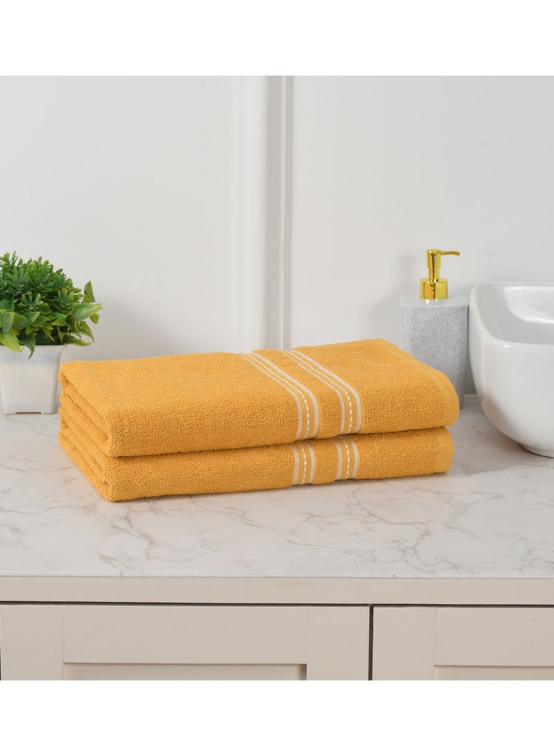 AURIO Premium 100% Cotton Bath Towel Set of 2 – Large 68x135 cm Highly Absorbent Plush Body Towels with Decorative White Double-Stripe Dobby Border – Elegant Luxury Collection - Image 1
