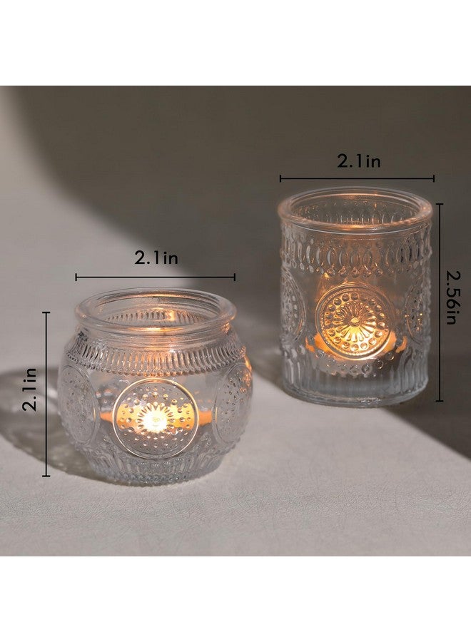Devi 30 Pcs Assorted Clear Votive Candle Holders, Wedding Centerpieces Table Decorations, Glass Tea Lights Candle Holder for Party Decorations, Vintage Boho Candle Holders Bulk for Wedding Receptions  - Image 2