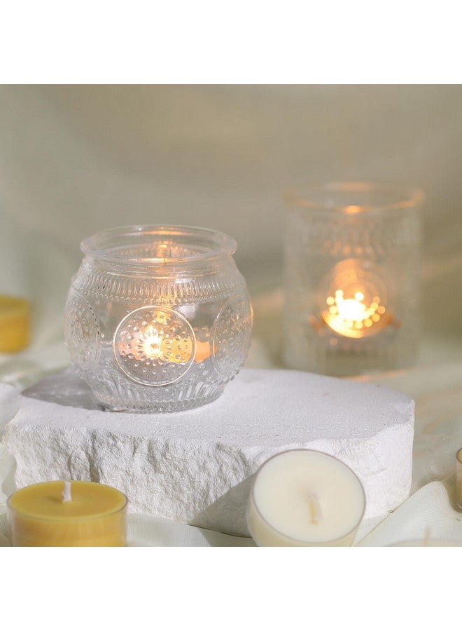Devi 30 Pcs Assorted Clear Votive Candle Holders, Wedding Centerpieces Table Decorations, Glass Tea Lights Candle Holder for Party Decorations, Vintage Boho Candle Holders Bulk for Wedding Receptions  - Image 4