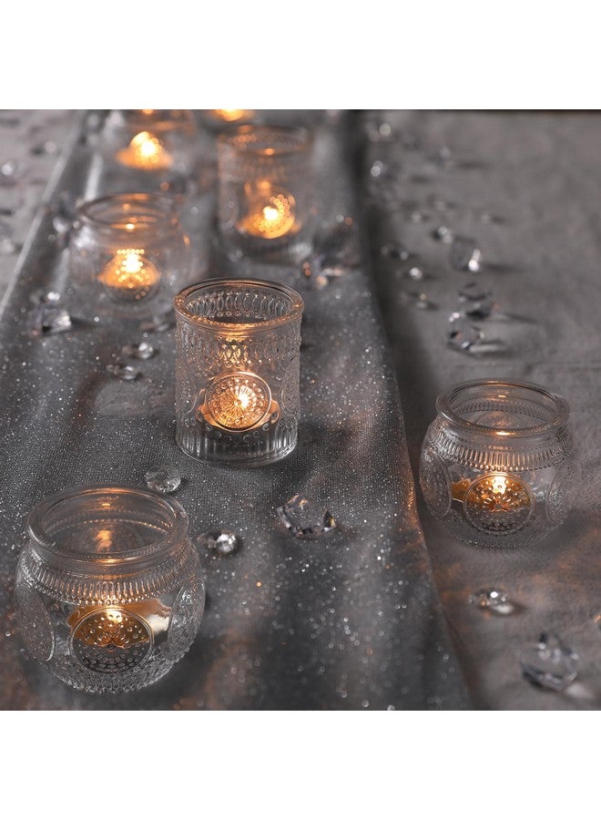 Devi 30 Pcs Assorted Clear Votive Candle Holders, Wedding Centerpieces Table Decorations, Glass Tea Lights Candle Holder for Party Decorations, Vintage Boho Candle Holders Bulk for Wedding Receptions  - Image 3