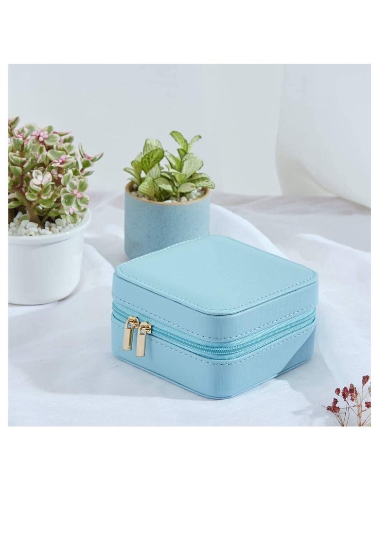 واي آند دي - Jewelry Box,Travel Mini Organizer Faux Leather Portable Display Storage Jewellery Case Rings Earrings Necklace Bracelet Lipstick Best Gifts Choice for Girls Women (Blue) - Image 1