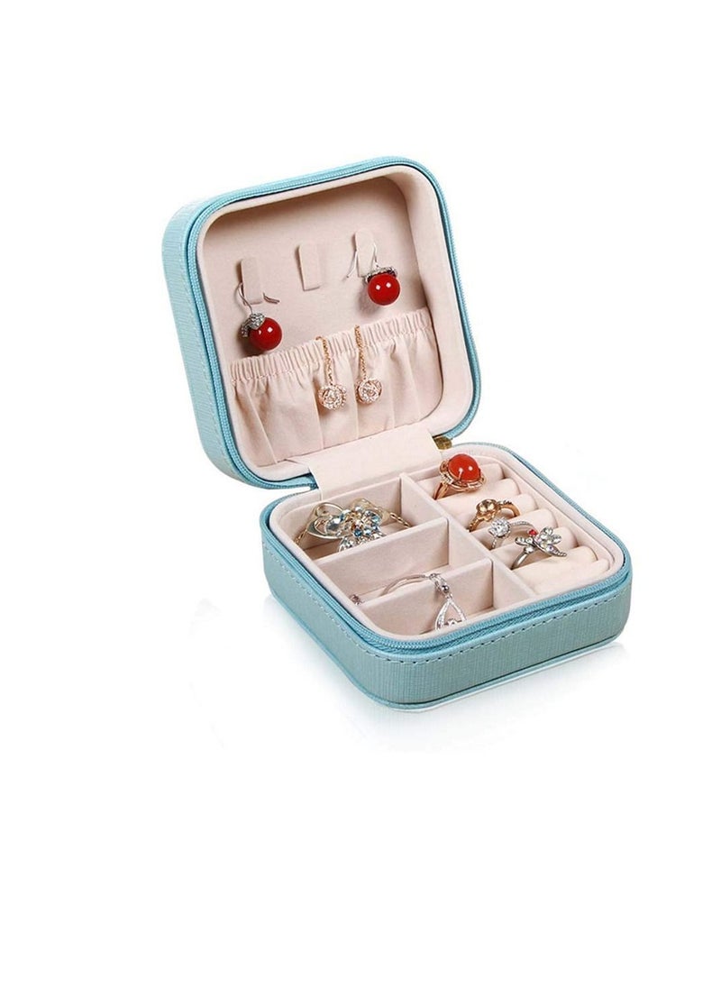 واي آند دي - Jewelry Box,Travel Mini Organizer Faux Leather Portable Display Storage Jewellery Case Rings Earrings Necklace Bracelet Lipstick Best Gifts Choice for Girls Women (Blue) - Image 1