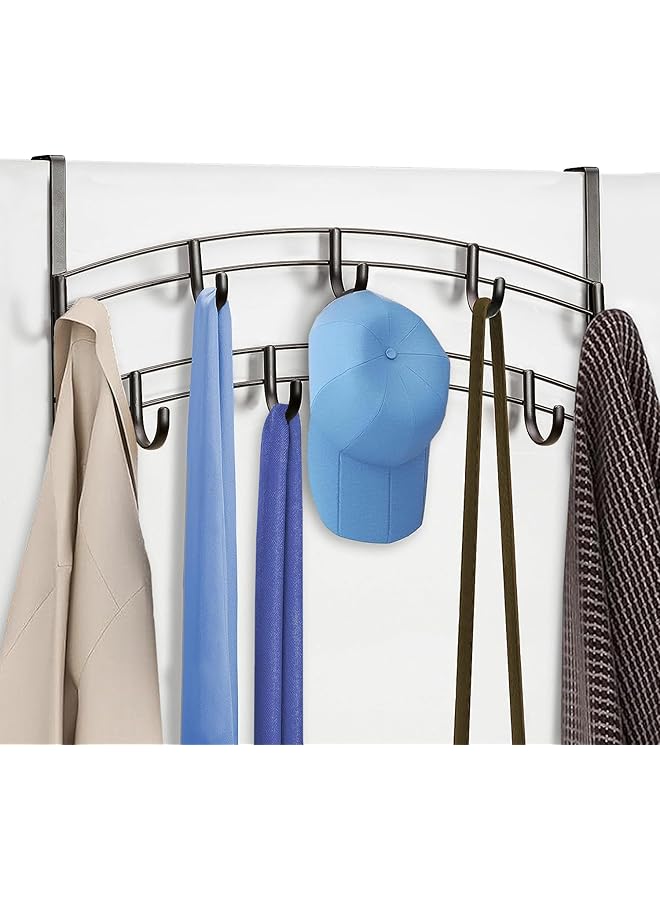 promass Over Door Hooks Rack - 9 Hook Over Door Hanger - Over Door Towel Rack - Over Door Hooks for Hanging Towels or Clothes - Over Door Towel Racks - for Bathroom, Bedroom or Laundry Room (Bronze) - Image 1