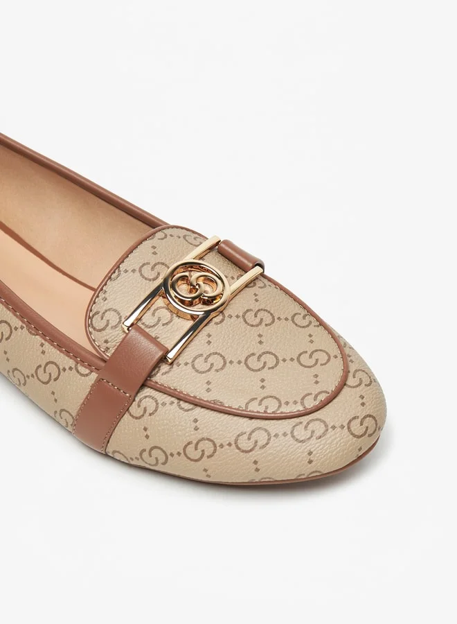 Celeste Women's Monogram Print Slip-On Round Toe Ballerina Shoes