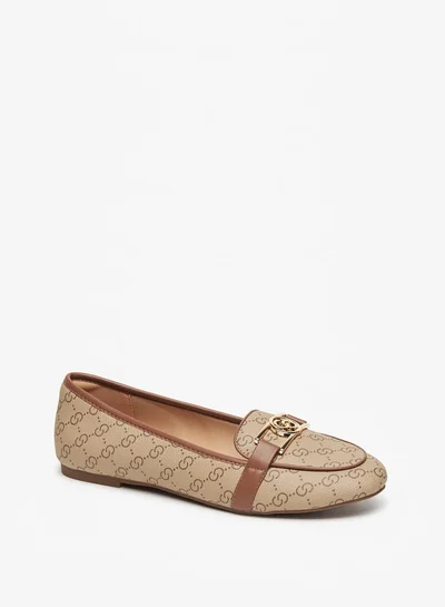 Celeste Women's Monogram Print Slip-On Round Toe Ballerina Shoes