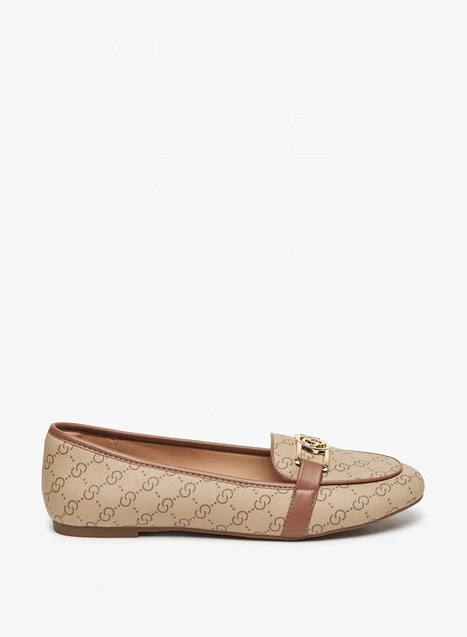 Celeste Women's Monogram Print Slip-On Round Toe Ballerina Shoes