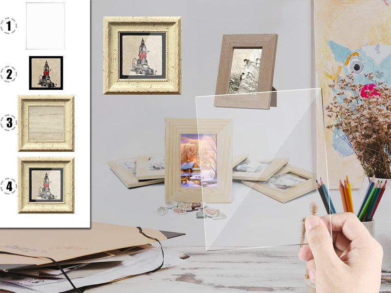 KASTWAVE Acrylic Sheet, 10Pcs Clear Perspex Sheet Plexiglass, 1Mm Plastic Sheet For Painting Picture Frame Glass Replacement Square Panel Boards Display Cases Printing Craft Diy (7X5 Inch) - Image 4