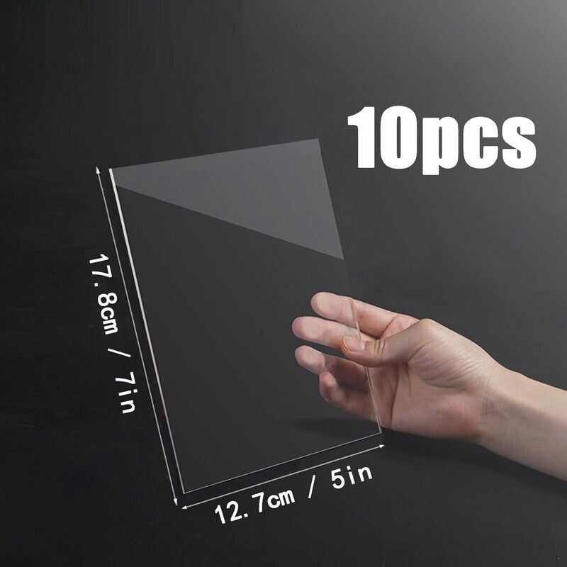 KASTWAVE Acrylic Sheet, 10Pcs Clear Perspex Sheet Plexiglass, 1Mm Plastic Sheet For Painting Picture Frame Glass Replacement Square Panel Boards Display Cases Printing Craft Diy (7X5 Inch) - Image 3