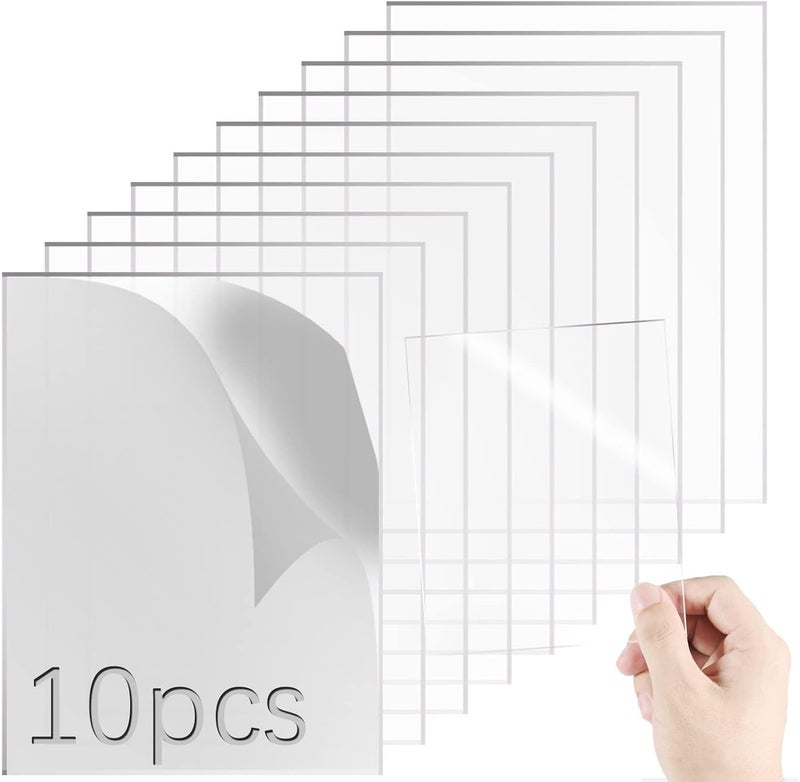 KASTWAVE Acrylic Sheet, 10Pcs Clear Perspex Sheet Plexiglass, 1Mm Plastic Sheet For Painting Picture Frame Glass Replacement Square Panel Boards Display Cases Printing Craft Diy (7X5 Inch) - Image 1