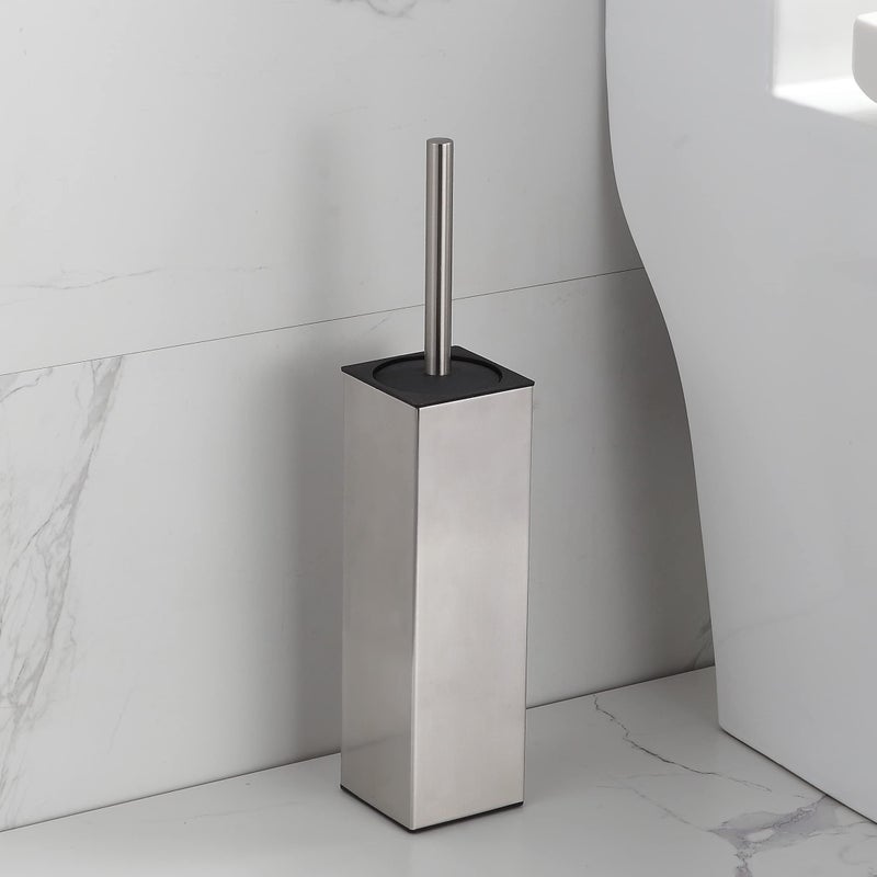 BGL Toilet Brush Holder FreestandingBrushed Nickel304 Stainless SteelSUS304 Toilet Bowl Brush and Holder for Bathroom  Space SavingSturdyDeep CleaningCovered Brush