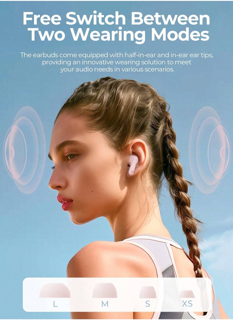 Wireless Earbuds, TWS Bluetooth 5.4 with 13mm Driver, Dual MIC ENC Noise Cancelling Headphones, Multipoint Connection Bluetooth Earphones, 33H Playtime, In-Ear Headphones for Music, Calls, Gaming and More, Fully Compatible for Android and iOS Devices (Pink)