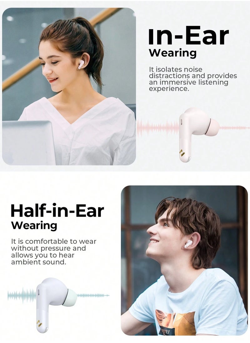 Wireless Earbuds, TWS Bluetooth 5.4 with 13mm Driver, Dual MIC ENC Noise Cancelling Headphones, Multipoint Connection Bluetooth Earphones, 33H Playtime, In-Ear Headphones for Music, Calls, Gaming and More, Fully Compatible for Android and iOS Devices (Pink)