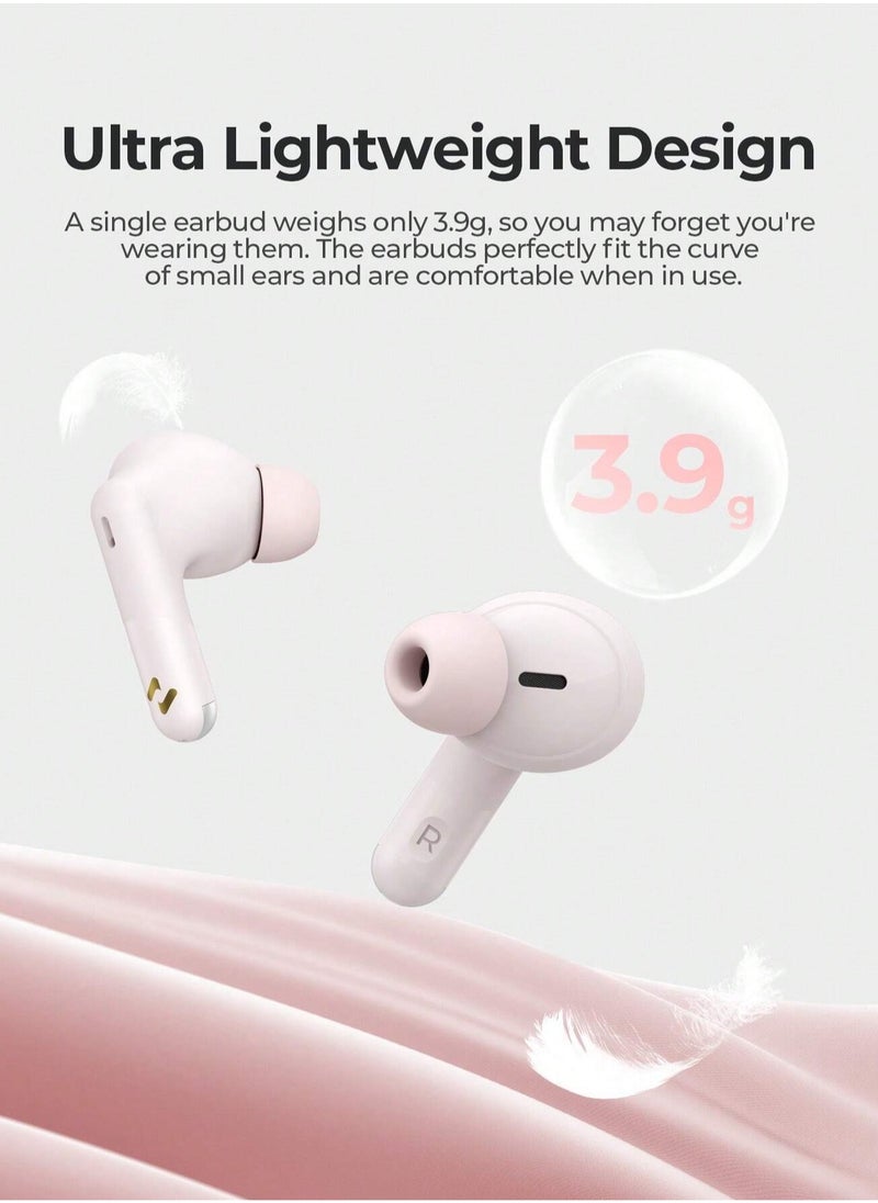 Wireless Earbuds, TWS Bluetooth 5.4 with 13mm Driver, Dual MIC ENC Noise Cancelling Headphones, Multipoint Connection Bluetooth Earphones, 33H Playtime, In-Ear Headphones for Music, Calls, Gaming and More, Fully Compatible for Android and iOS Devices (Pink)
