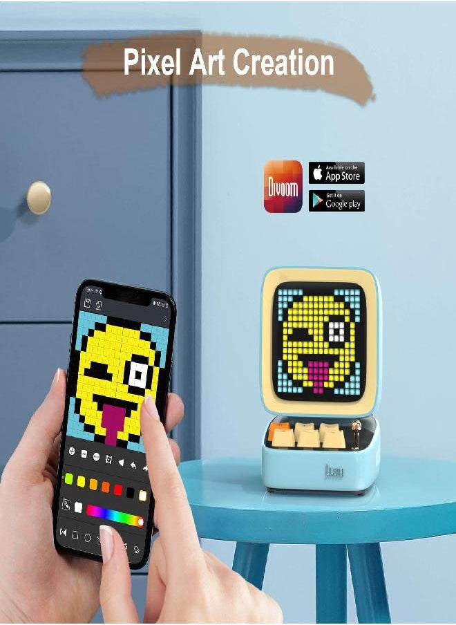 Divoom - Divoom Ditoo Retro Pixel Art Game Bluetooth Speaker with 16X16 LED App Controlled Front Screen (Blue) … - Image 1