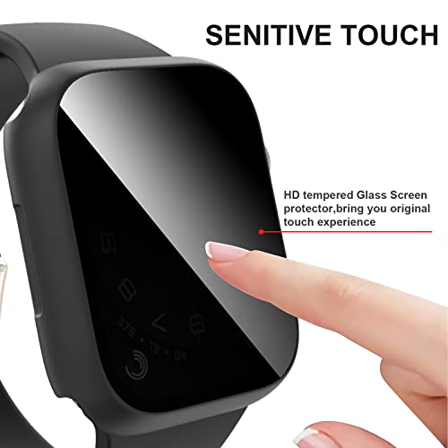 Cuteey 2 Pack for Apple Watch Series 9 Series 8 7 Privacy Screen Protector Case 45mm, Unti-Spy Glass Protector Hard PC Cover Bumper for iWatch 9 8 7 45mm Accessories,Black/Black - Image 3