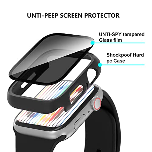 Cuteey 2 Pack for Apple Watch Series 9 Series 8 7 Privacy Screen Protector Case 45mm, Unti-Spy Glass Protector Hard PC Cover Bumper for iWatch 9 8 7 45mm Accessories,Black/Black - Image 4