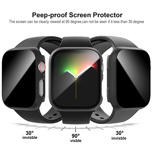 Cuteey 2 Pack for Apple Watch Series 9 Series 8 7 Privacy Screen Protector Case 45mm, Unti-Spy Glass Protector Hard PC Cover Bumper for iWatch 9 8 7 45mm Accessories,Black/Black - Image 2
