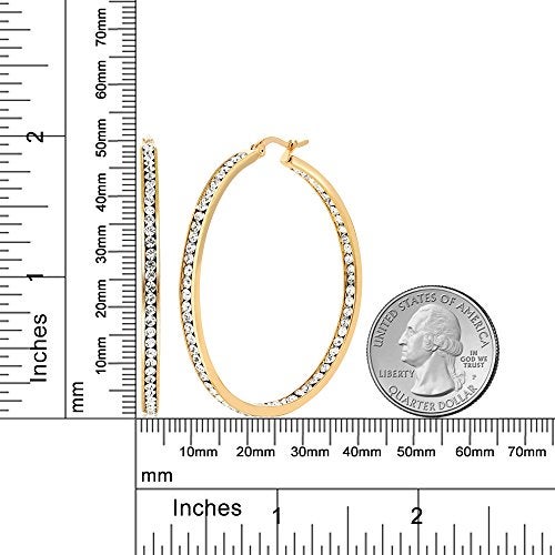 Gem Stone King 2 Inch Stunning Stainless Steel High Shine Inside-Out Hoop Earrings With CZ For Women - Image 5