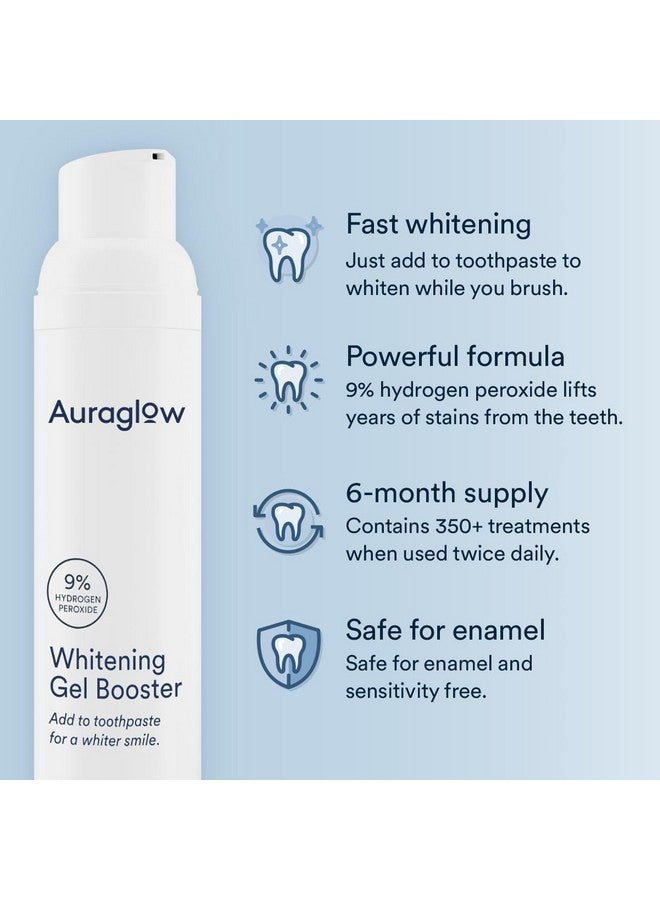 Auraglow Whitening Toothpaste Booster, Add to Toothpaste to Whiten, 9% Hydrogen Peroxide Teeth Whitening Toothpaste, 350+ Whitening Treatments, 6-Month Supply, 2.6oz - Image 4