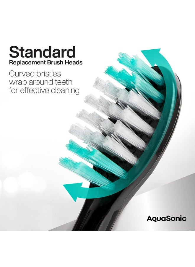 Aquasonic - Standard Replacement Brush Heads | For Normal & Sensitive Teeth | Compatible With Many Aquasonic Toothbrush Handles (8 Pack Black) - Image 1