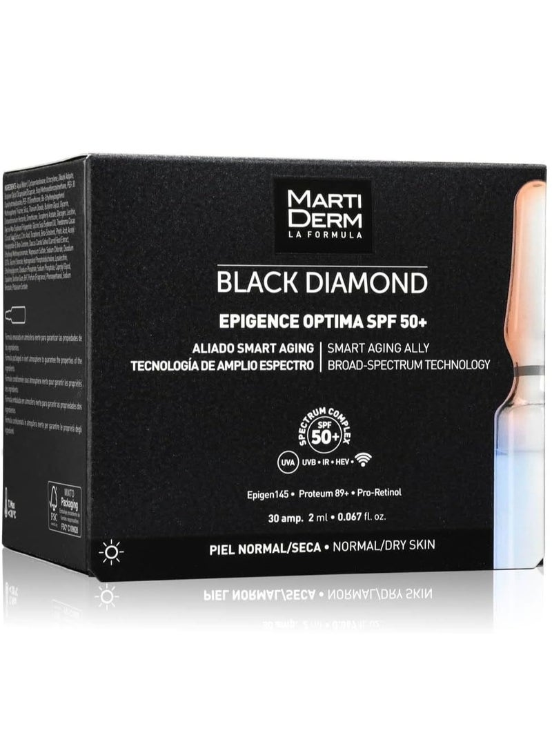 مارتيديرم واقي الشمس مارتيديرم بلاك دايموند إبيجينس أوبتيما SPF50+، عبوة من 30 أمبولة - Image 1