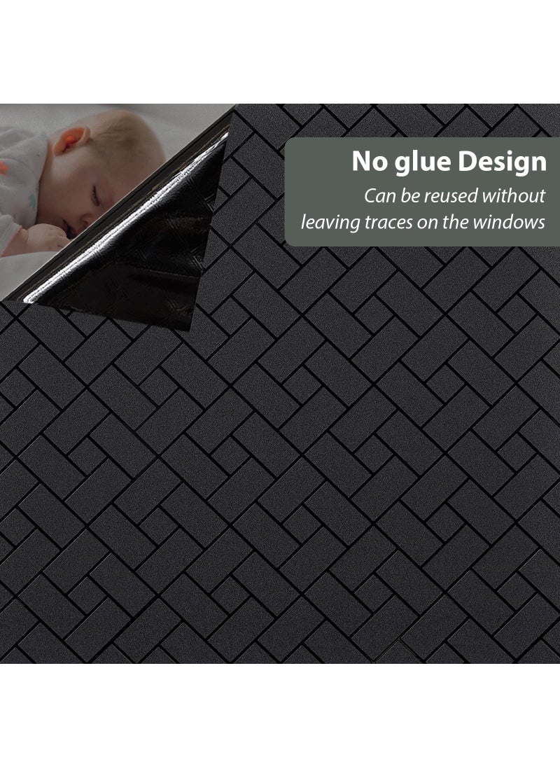 Total Blackout Window Film Light Sun Blocking Window Covering Darkening Privacy Heat Control Static Cling Removable No Glue Anti Glare Reflective Film for Home Bedroom（2PCES 0.3*2M) - Image 5